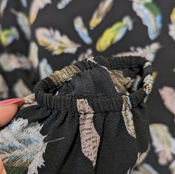 NOIR Black Blouse with Feathers L - Picture 3 of 12